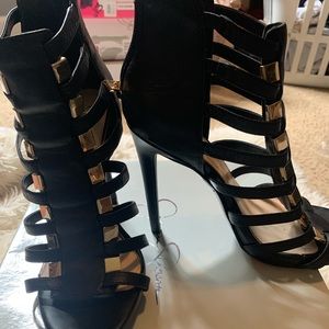Black & gold heels